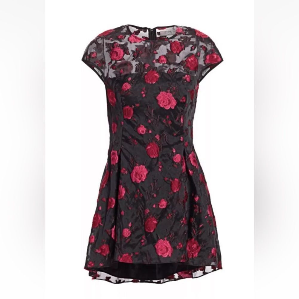 LELA ROSE Cap Sleeve Rose Peplum Top​​